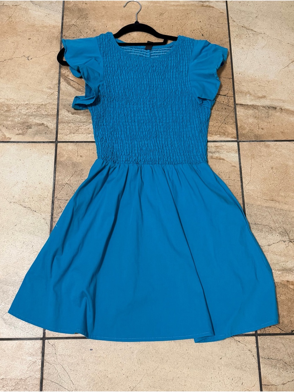 Girls Blue Smocked Waist Dress